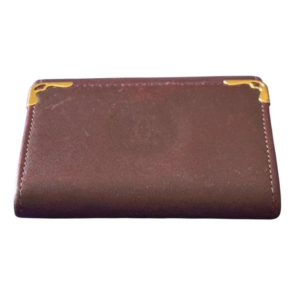Cartier Bordeaux Burgundy Red Leather Logo Coin Wallet - Picture 5 of 11